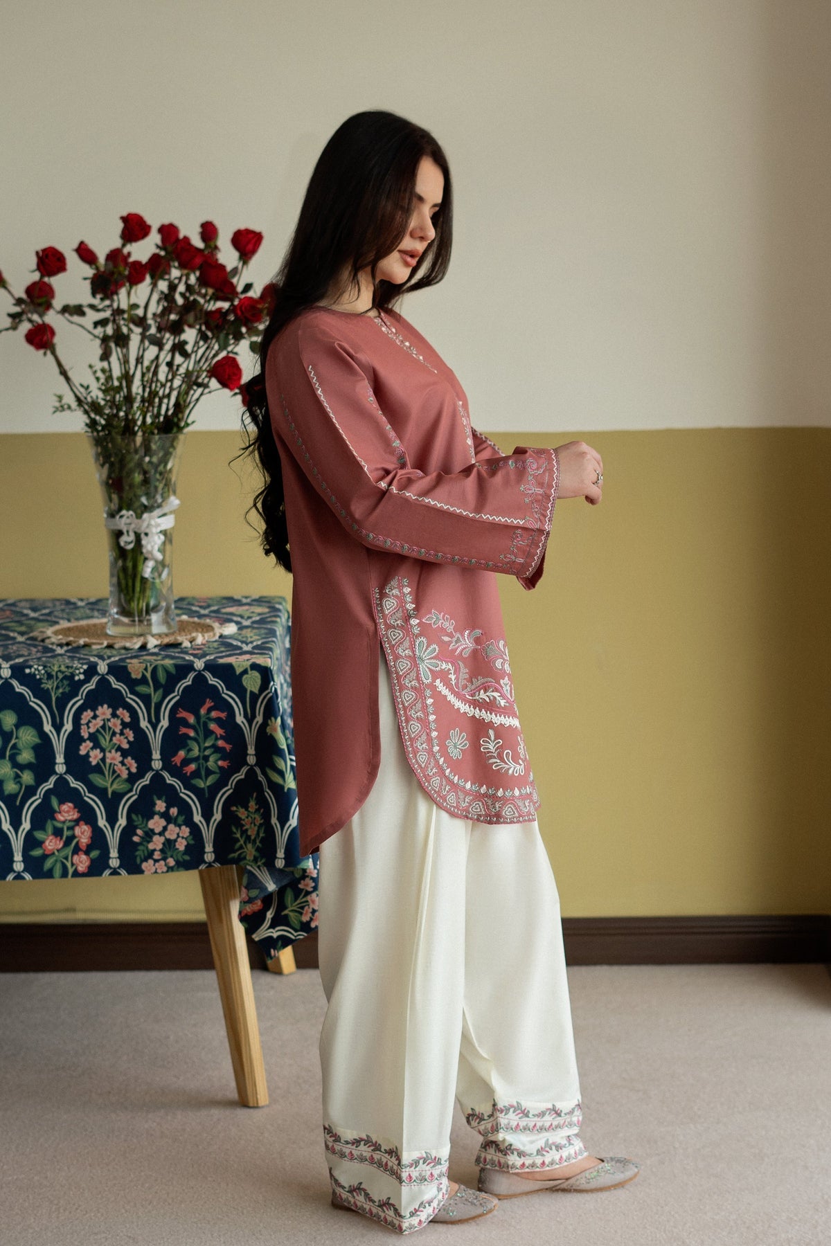 Rosy Elegance 2pc Dress