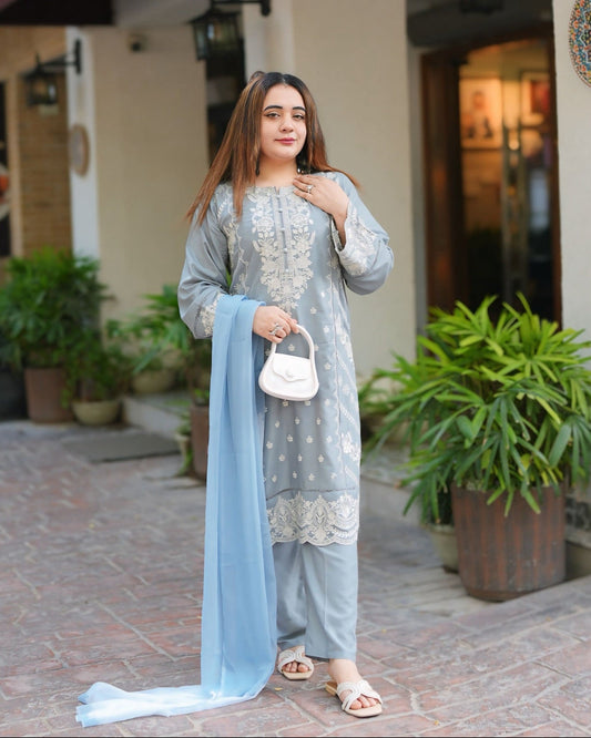 Sanober Emb 3pc Dress