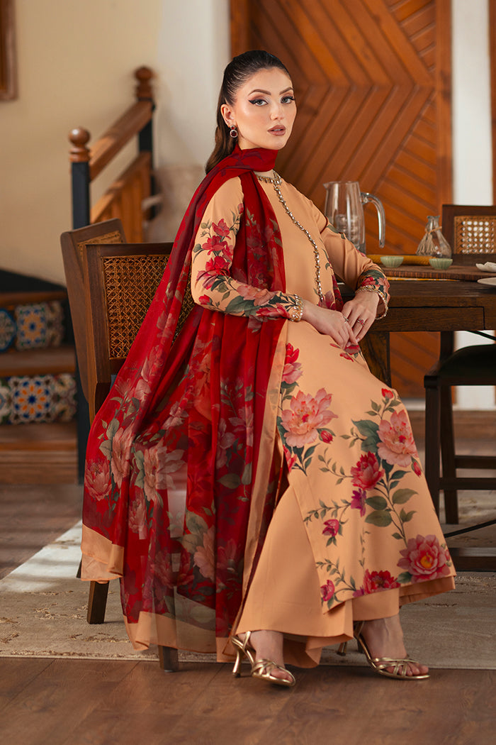 Kaif Printed with Handwork 3pc Dress