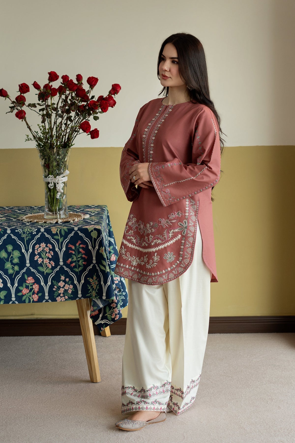Rosy Elegance 2pc Dress