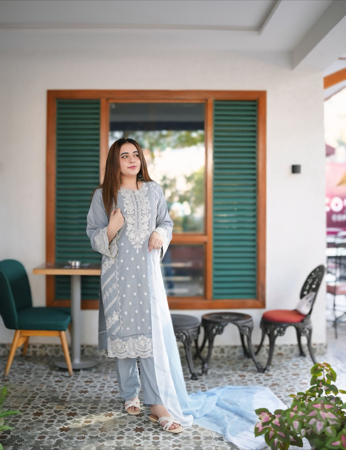 Sanober Emb 3pc Dress