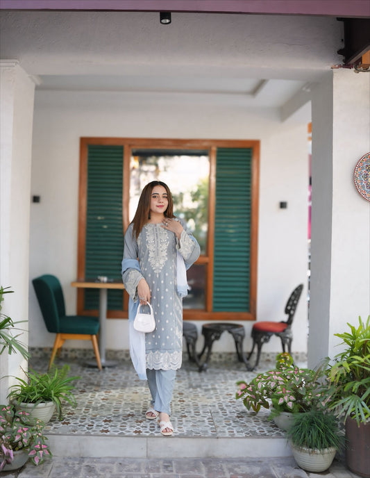 Sanober Emb 3pc Dress