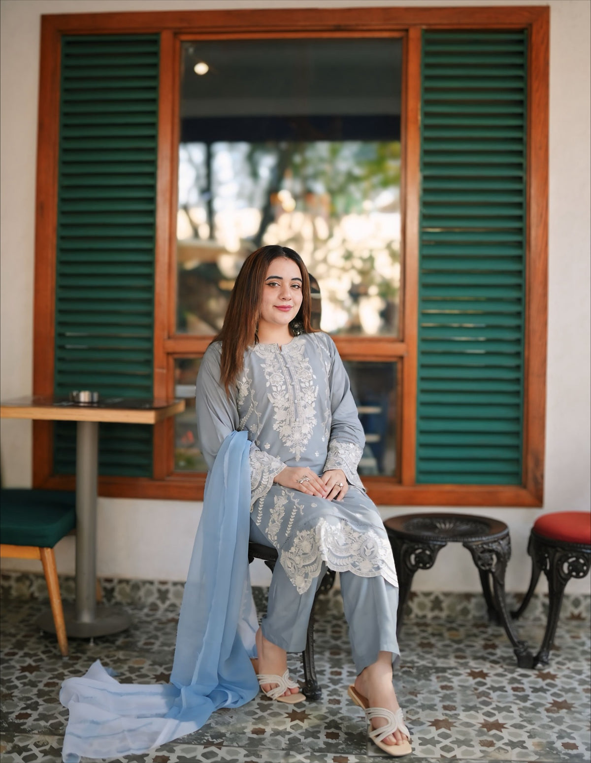 Sanober Emb 3pc Dress