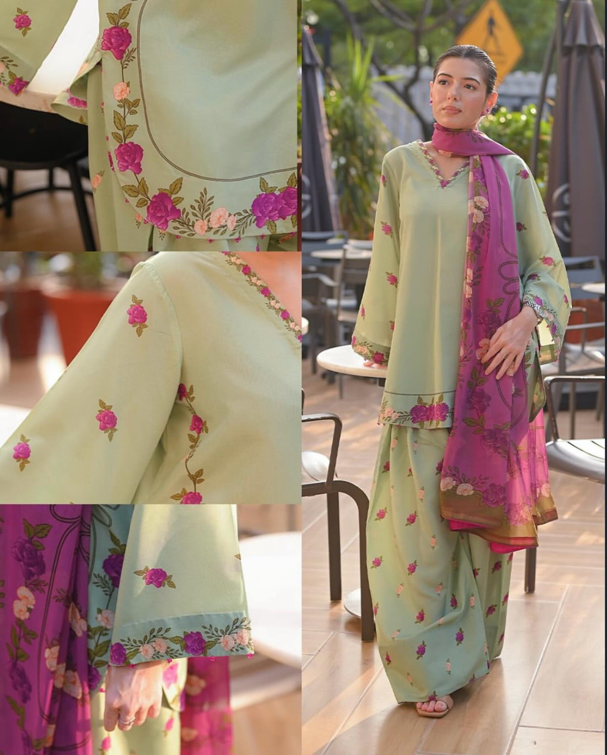Celadon Petals 3pc Dress